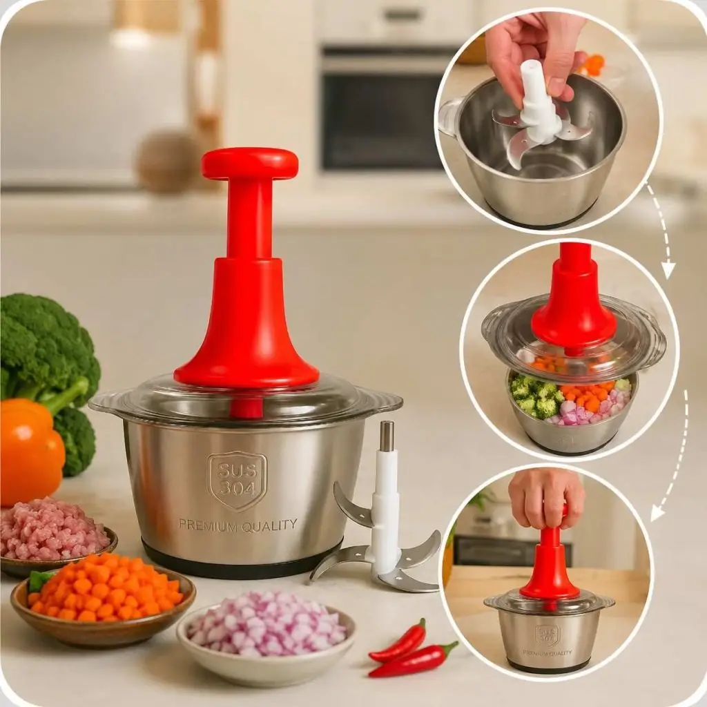 2L Stainless Steel Push Chopper