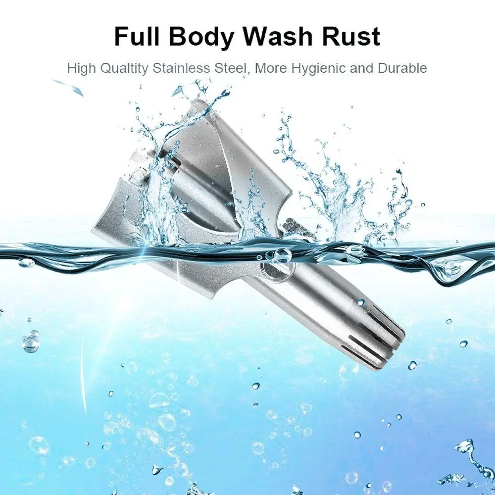 Manual Nose & Ear Hair Trimmer Stainless Steel – Safe Rotating Push Hair Remover, Washable Grooming Tool for Unisex