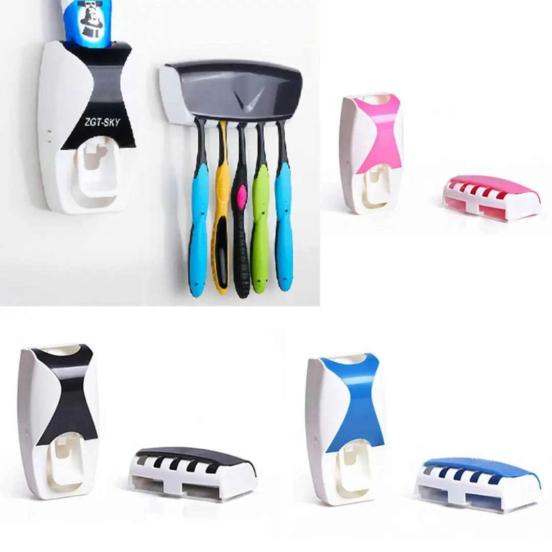 Automatic Toothpaste Dispenser & Toothbrush Holder Set