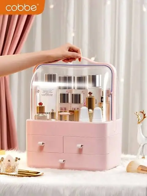 Premium Cosmetic Storage Box with 3 Drawers