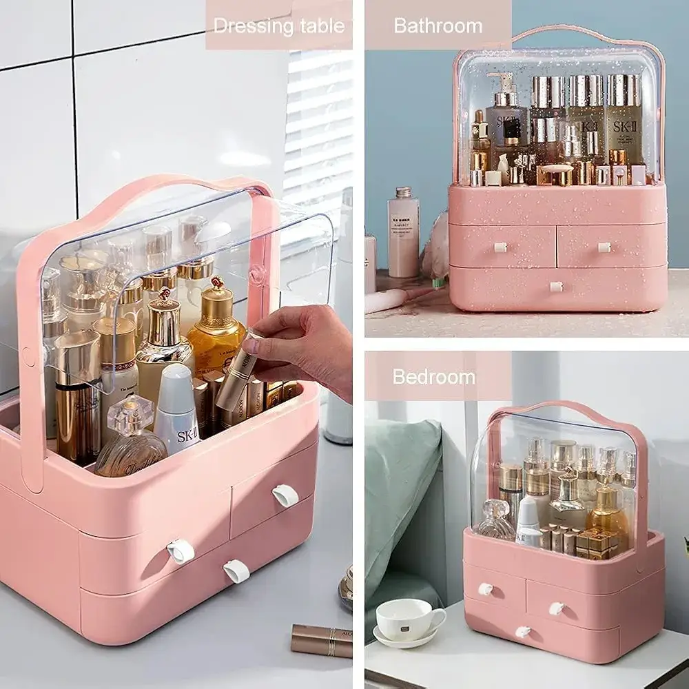 Premium Cosmetic Storage Box with 3 Drawers