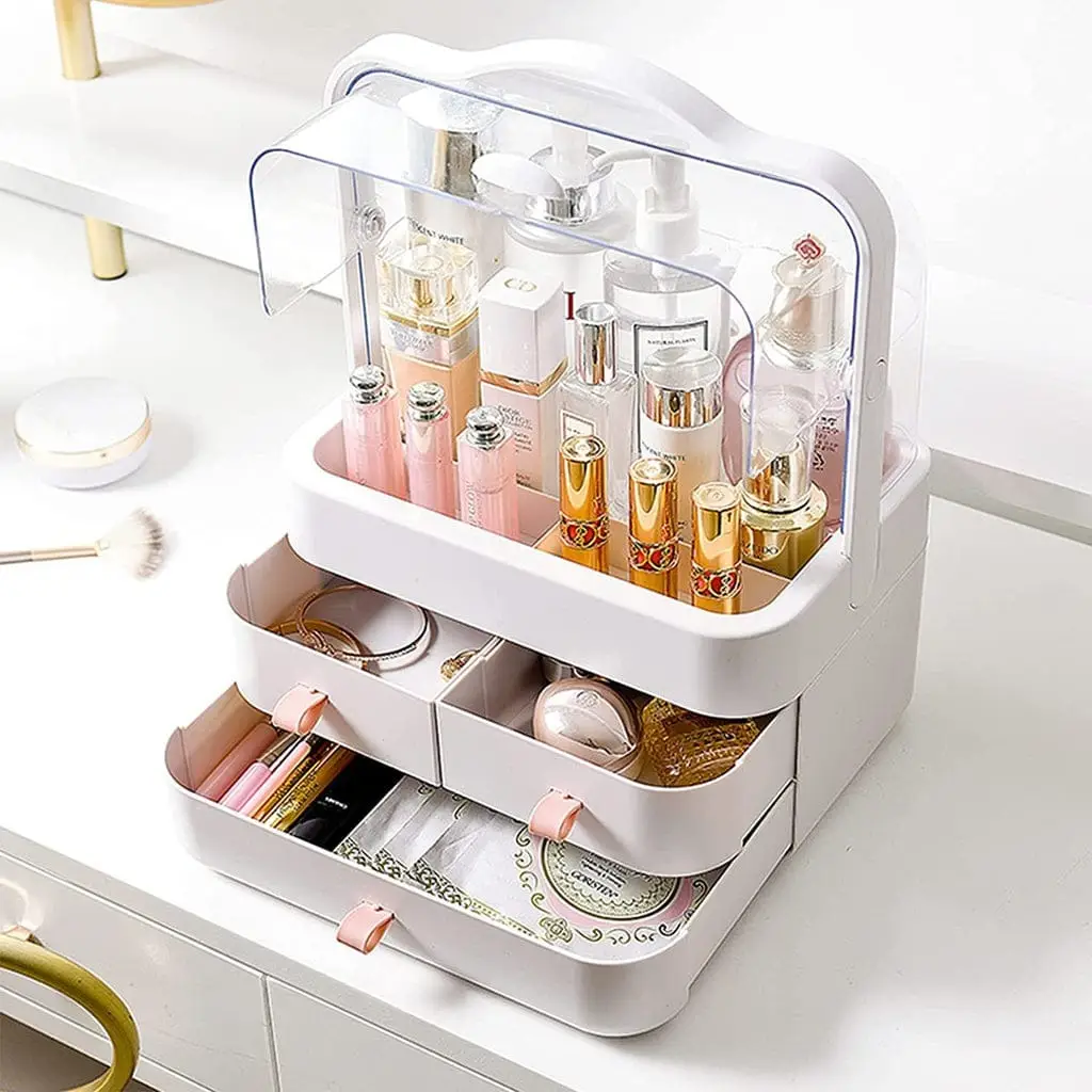 Premium Cosmetic Storage Box with 3 Drawers