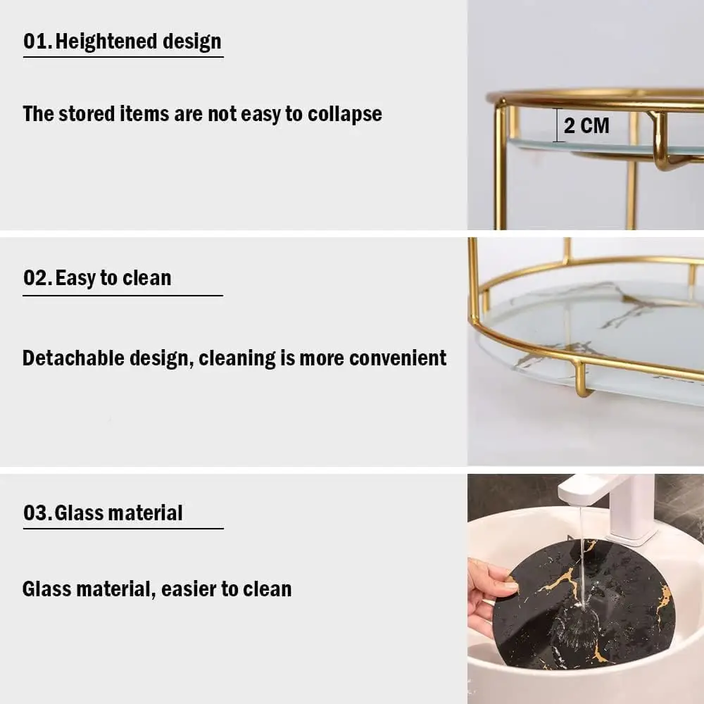 3-Tier Golden Vanity Stand Makeup & Cosmetic Storage