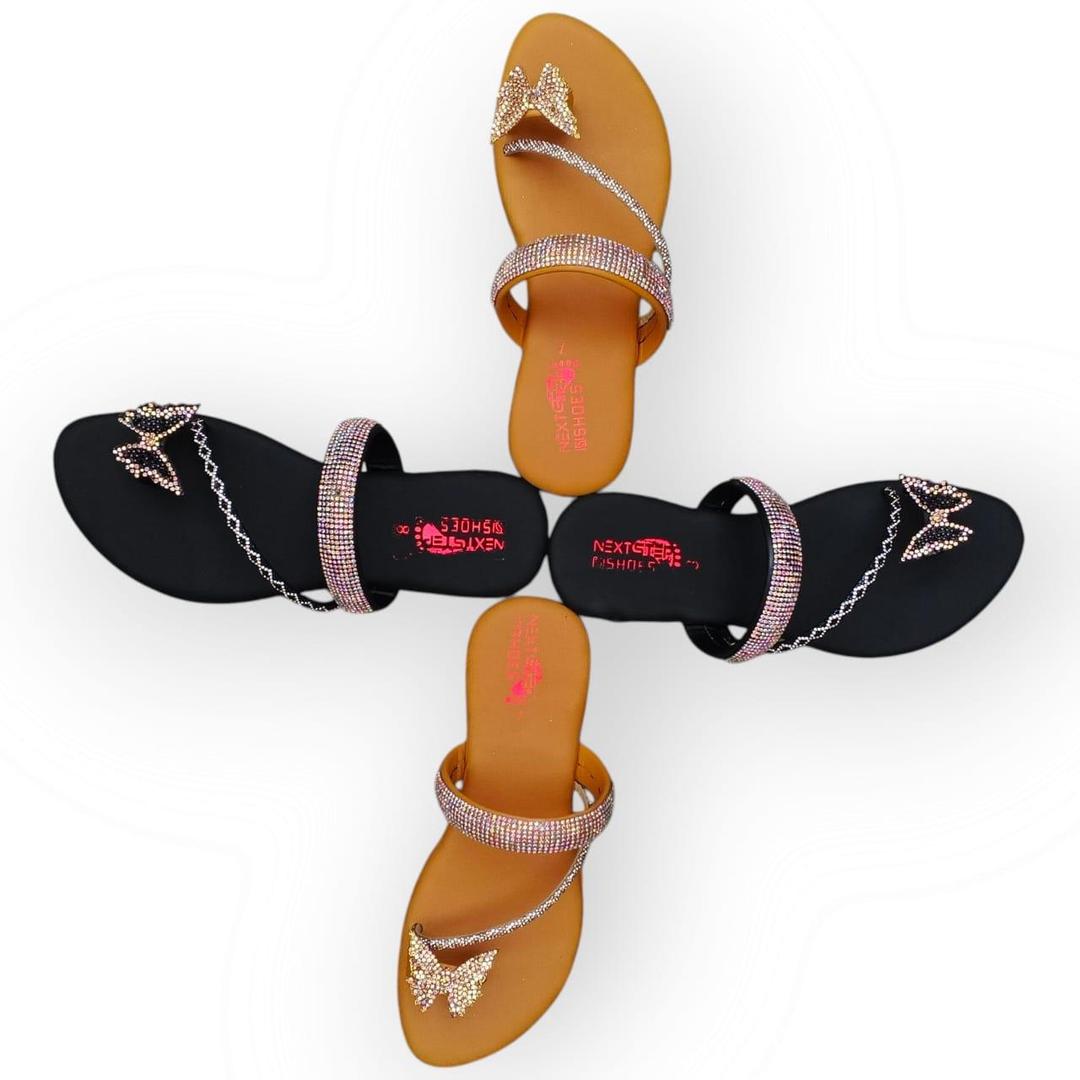 Black Rhinestone Butterfly Flats Women Size 6-10