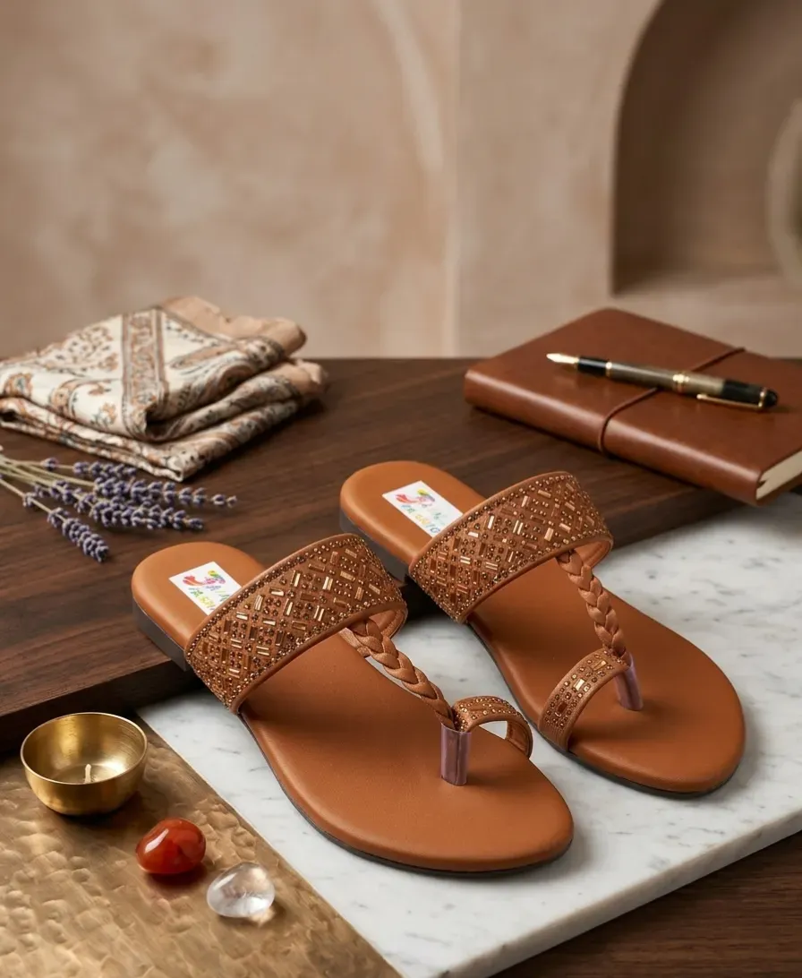Women Brown Rhinestone Slippers Mustard