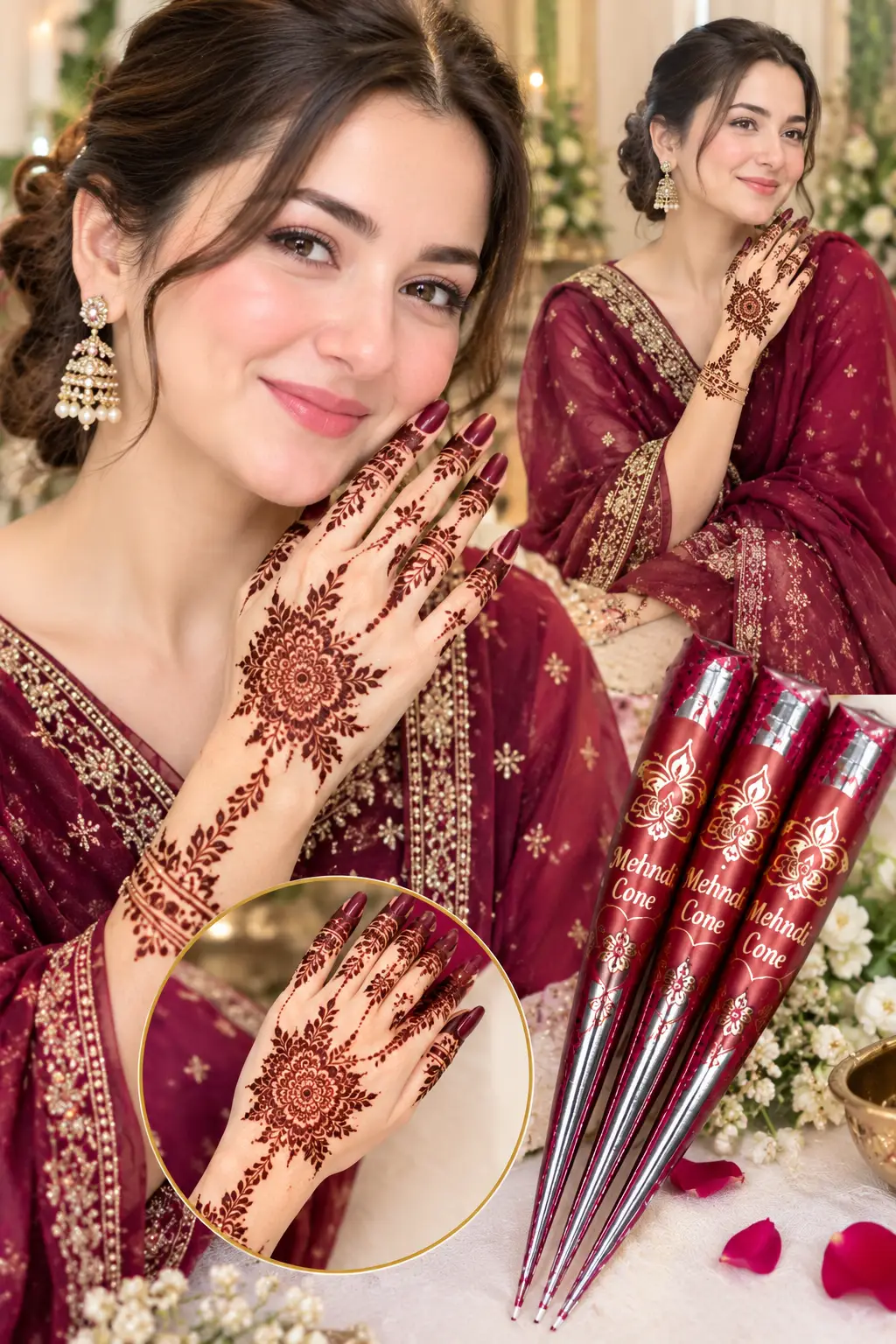 Red Mehndi Cone Party & Bridal, peel off Red Mehndi pack 3