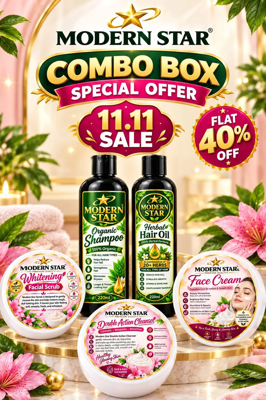 Bundle Beauty Care Combo Box 5 in 1 Skincare & Haircare  
