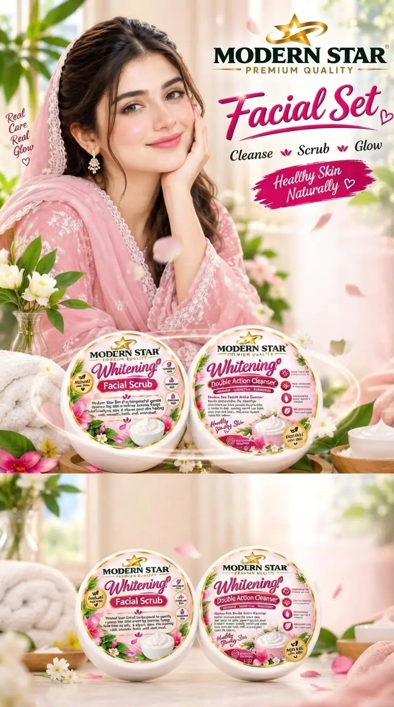 Facial kit whitening facial Scrub and double action cleanser