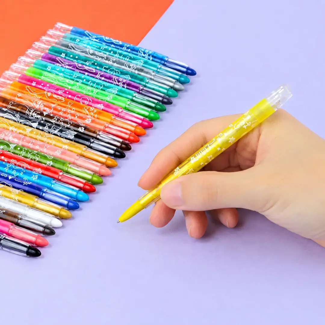 12 Pcs Colorful Erasable Crayons Set