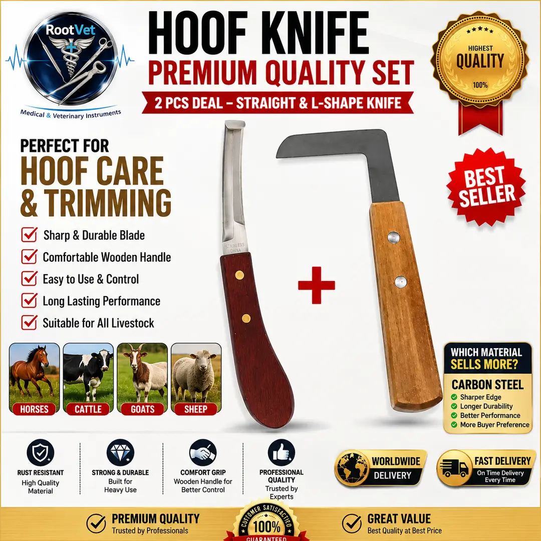Farrier Hoof Knife Set | Straight & L Shape Trimming Knife