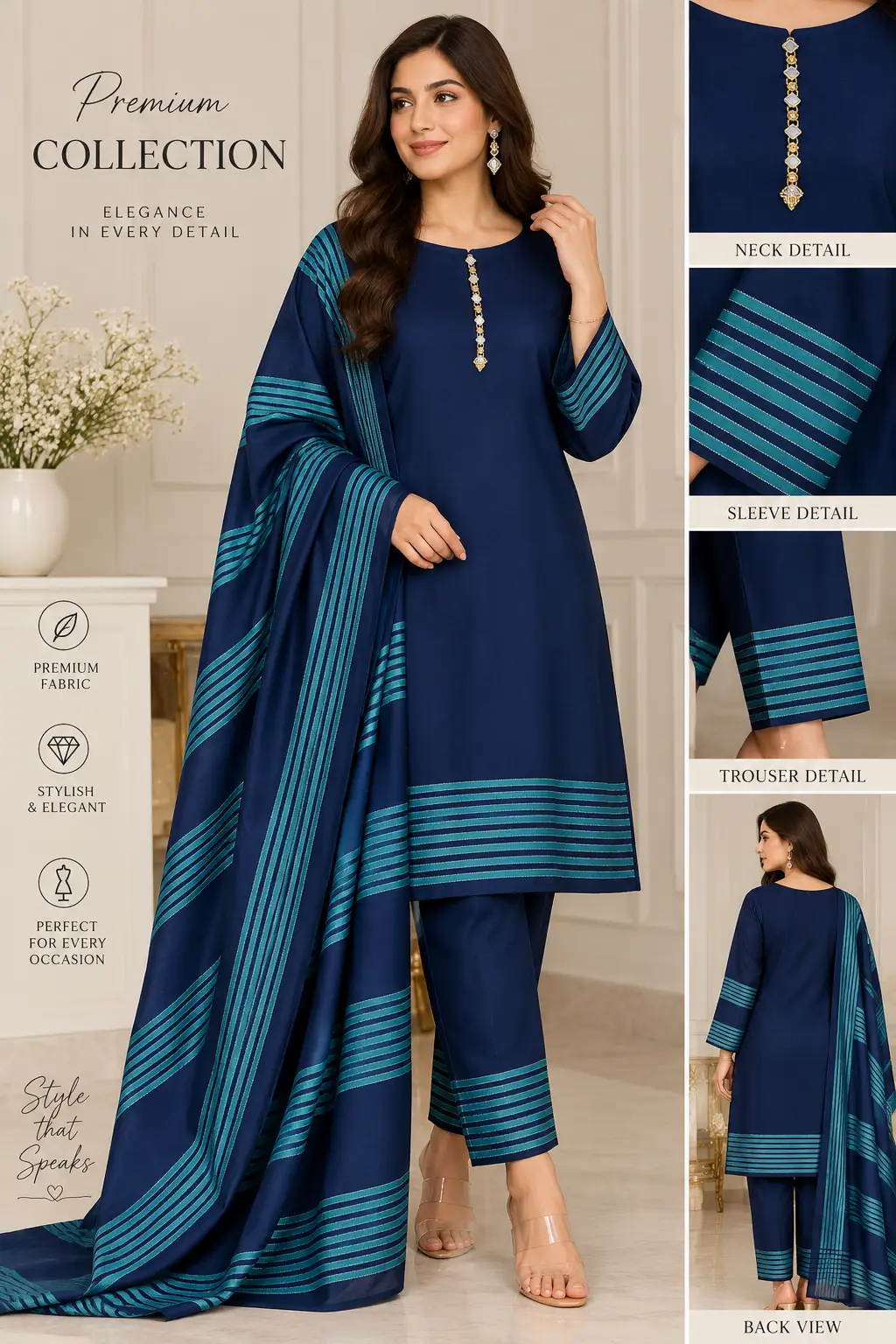 3 Pcs Women's Unstitched Plain Suit