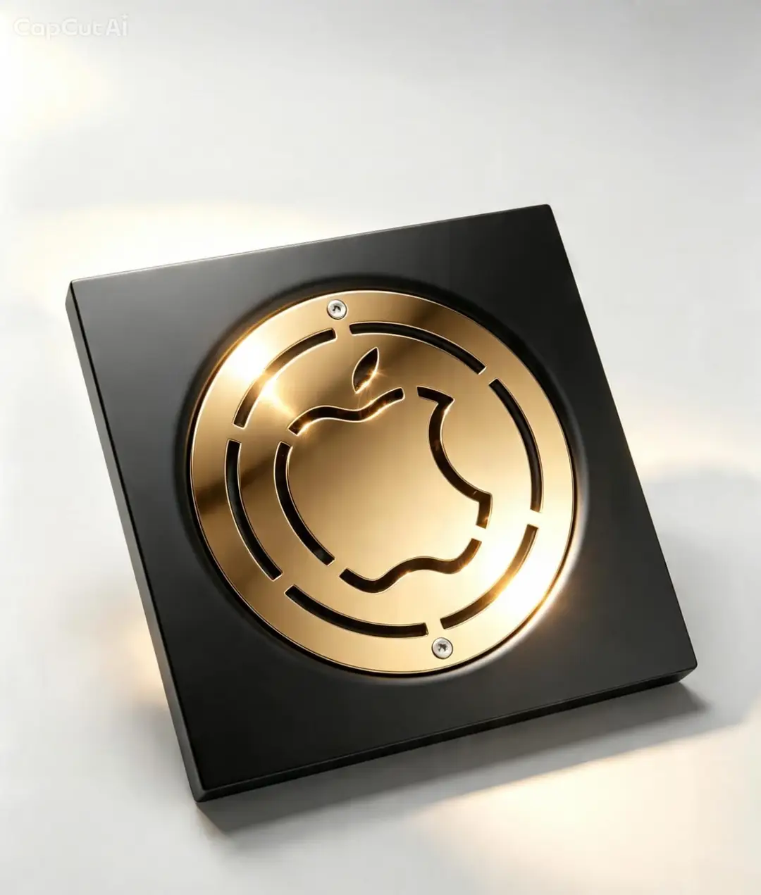 Matte Black & Shiny Golden Apple Design Floor Drain