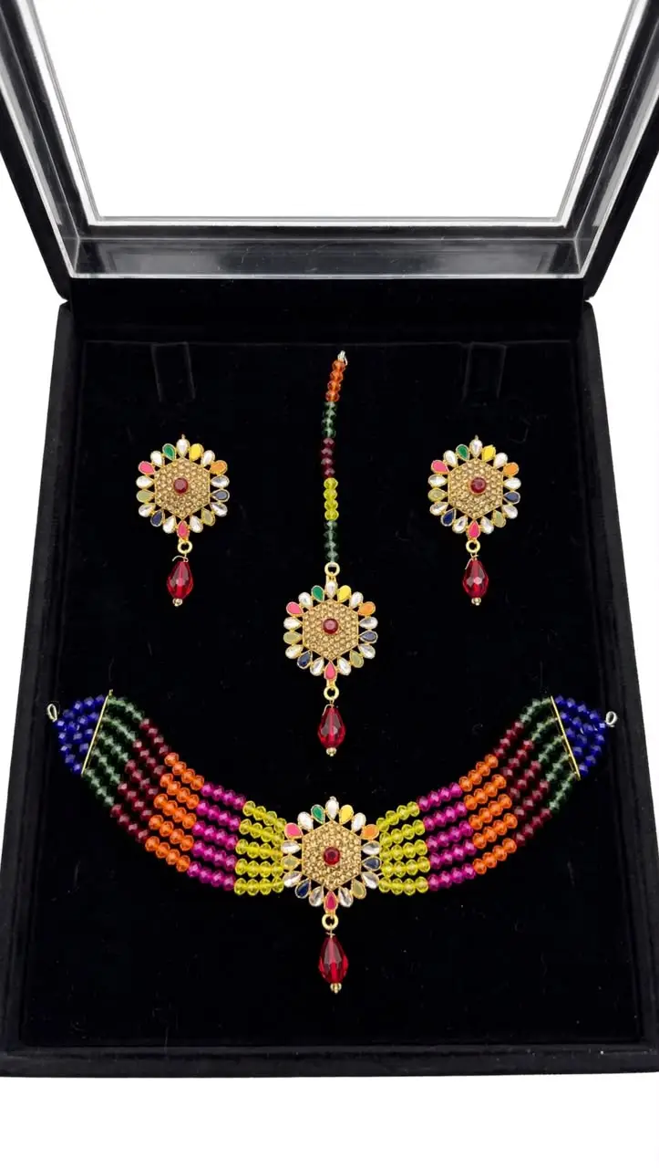 Modern Design Gold Plated Kundan Choker Set