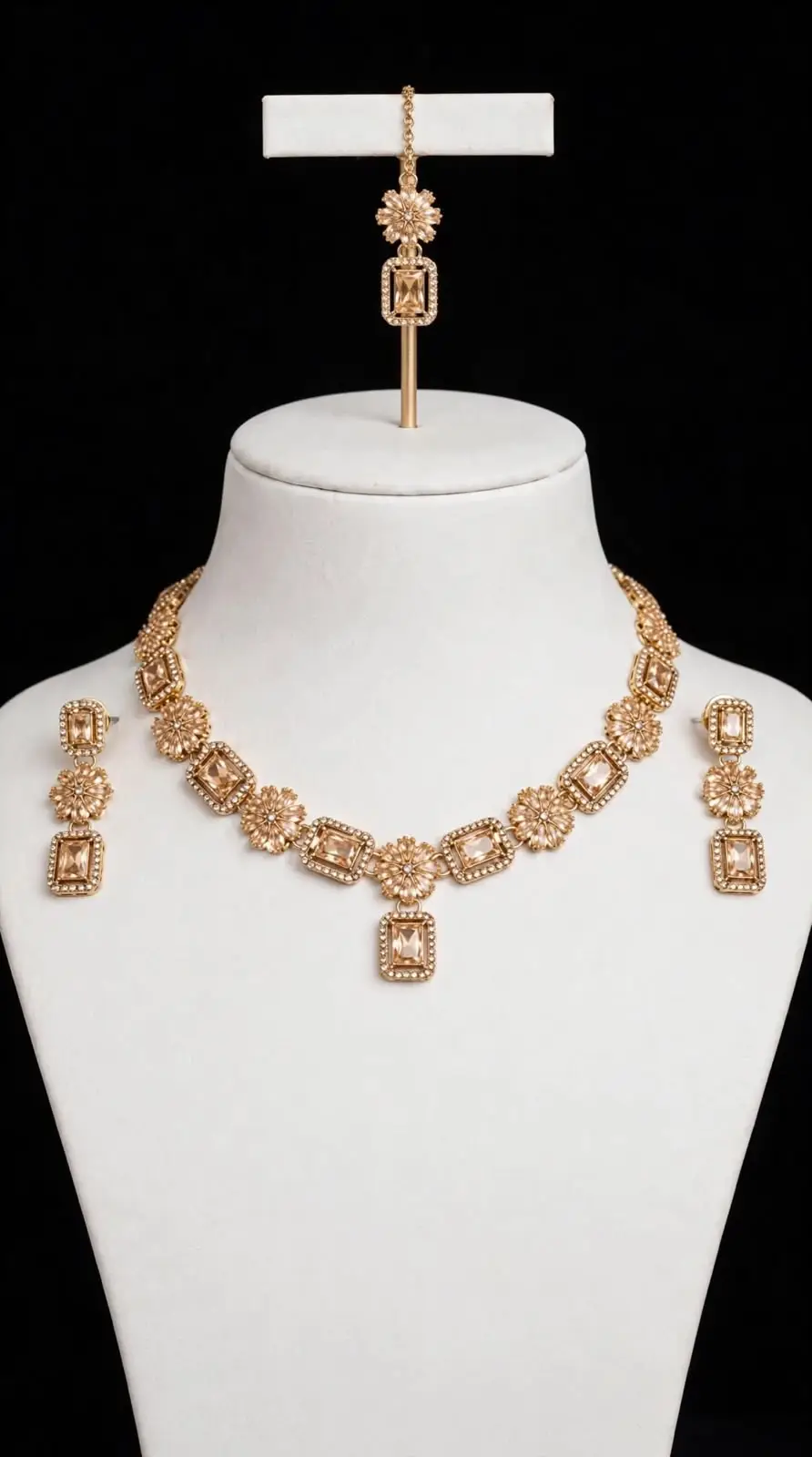 Modern Design Gold Plated Zircon Necklace Set