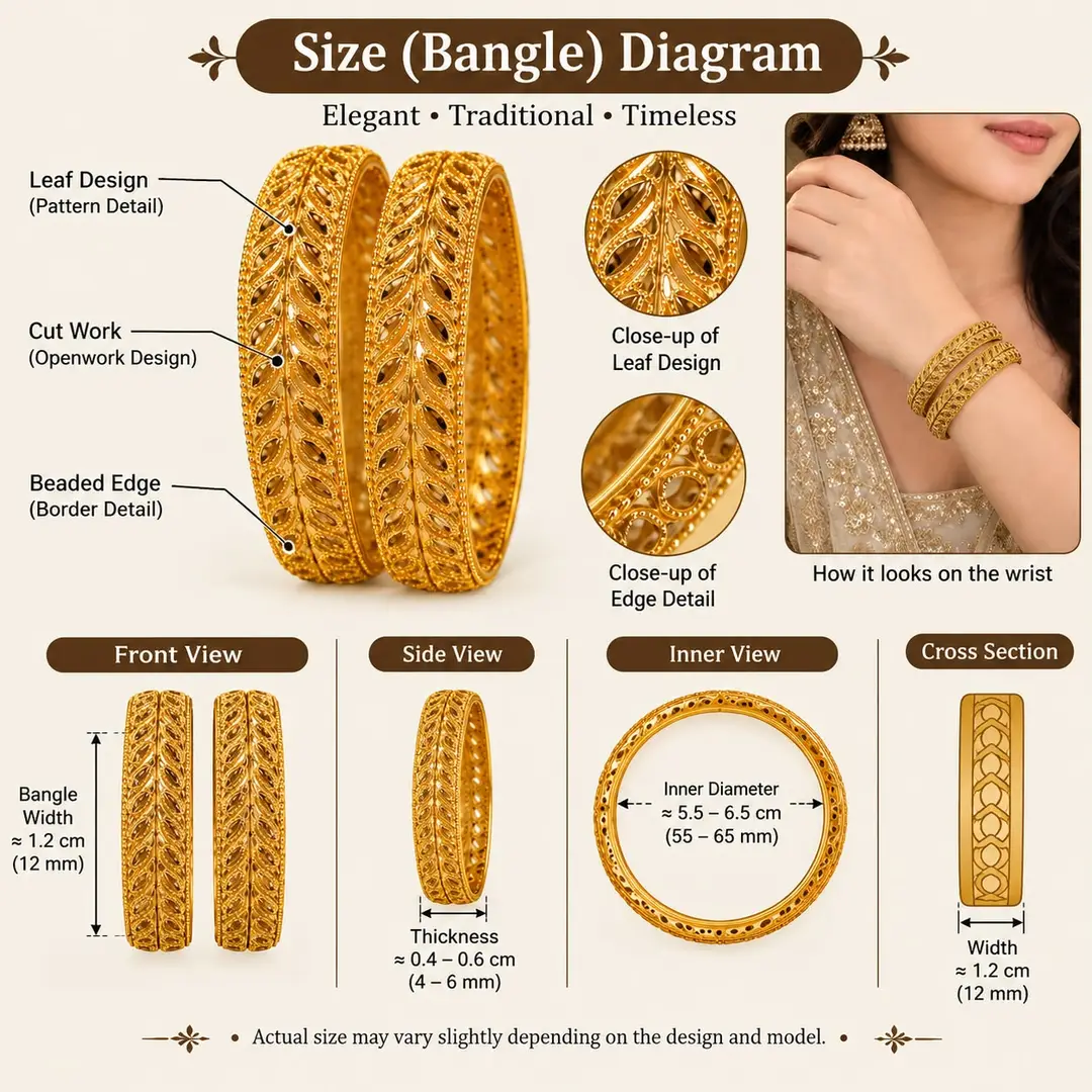 2 Pcs Antique Design 1 Carat Gold Plated  Kara Bangle