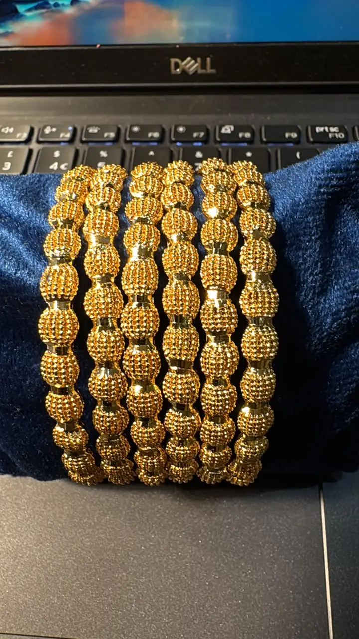6 Pcs Modern Design Gold Plated Crystal Kara Bangle