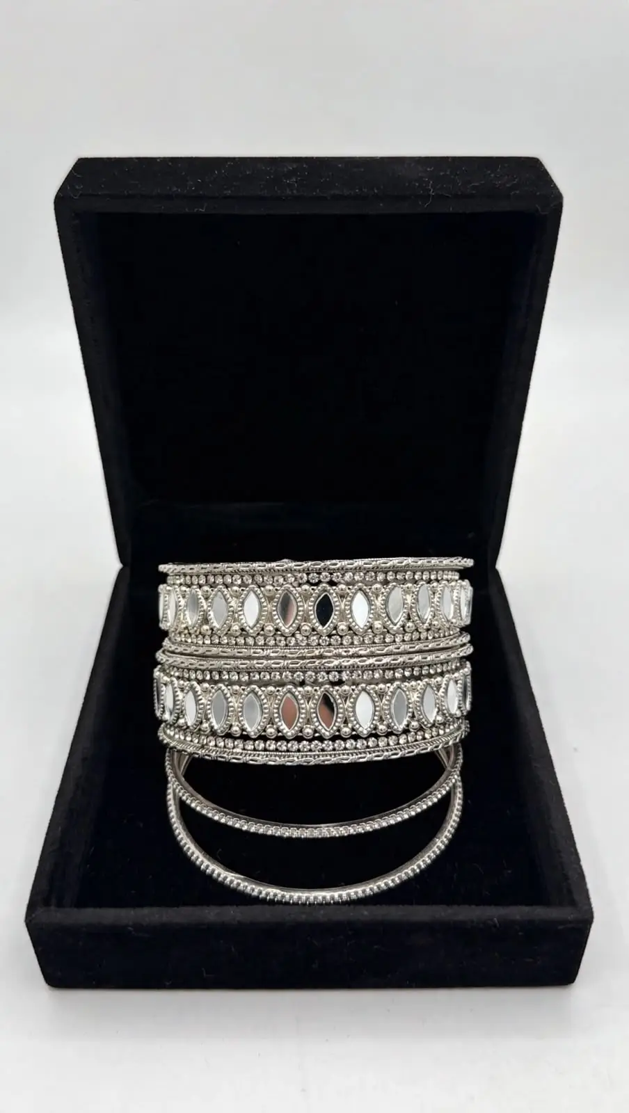 10 Pcs Charms Hanging Silver Plated Kundan Kara Bangle