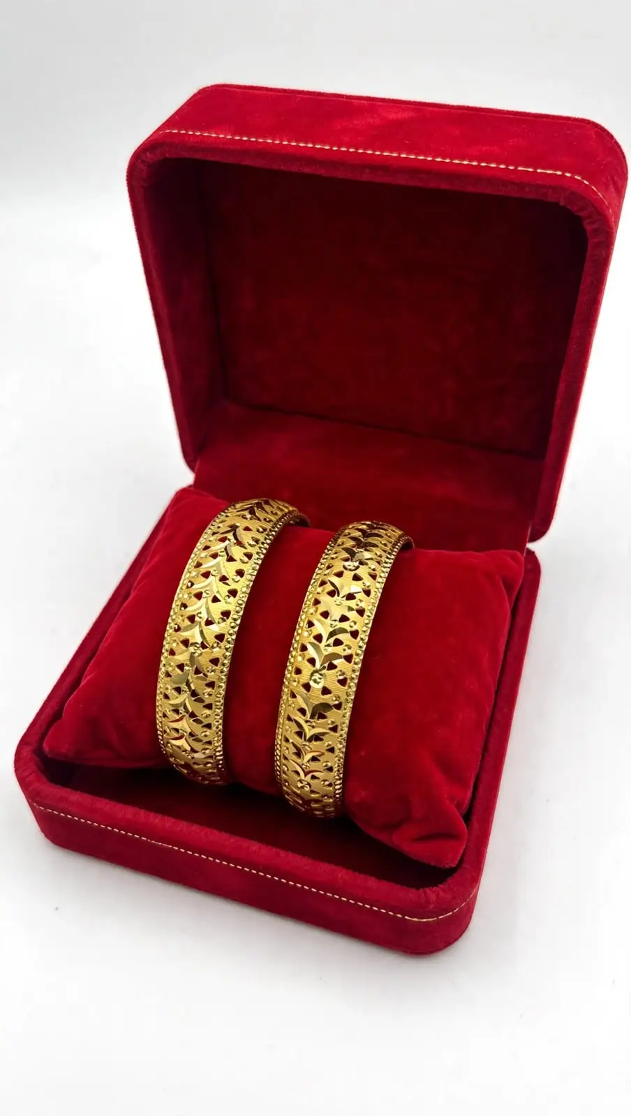 2 Pcs Charms Hanging Gold Plated Crystal Kara Bangle