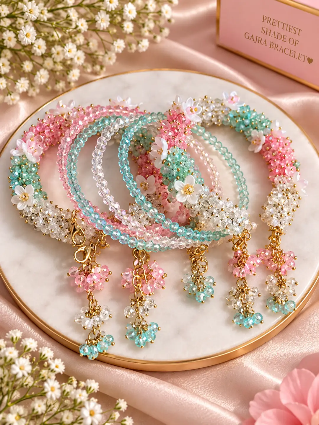 28 Pcs Charms Hanging Acrylic Plated Crystal Kara Bangle