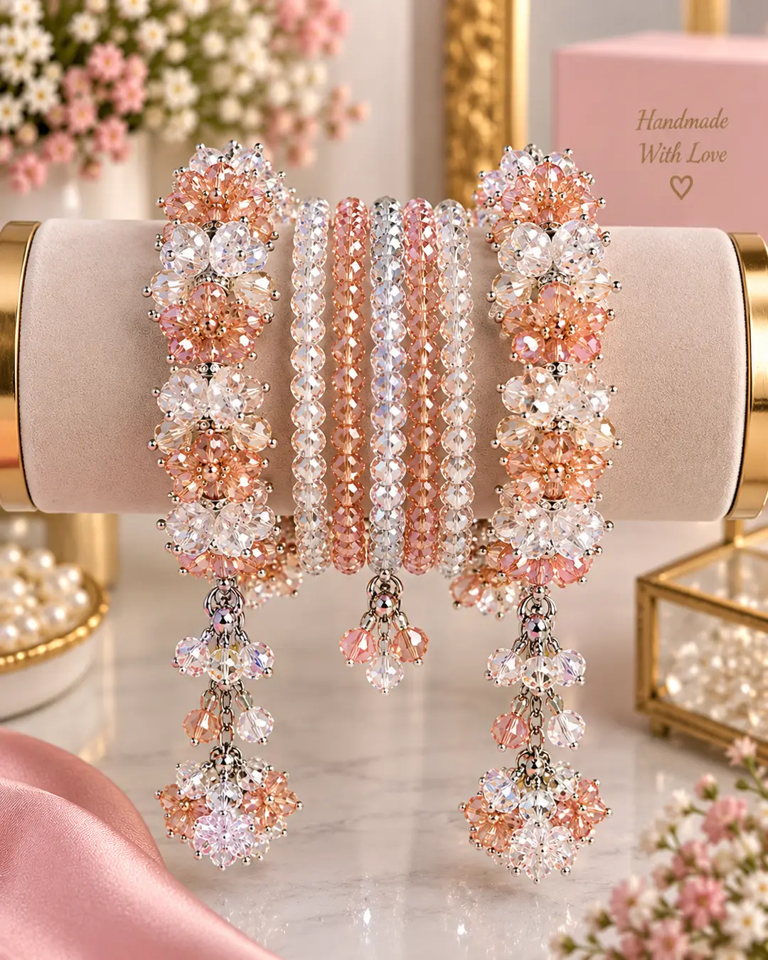 28 Pcs Charms Hanging Acrylic Plated Crystal Kara Bangle
