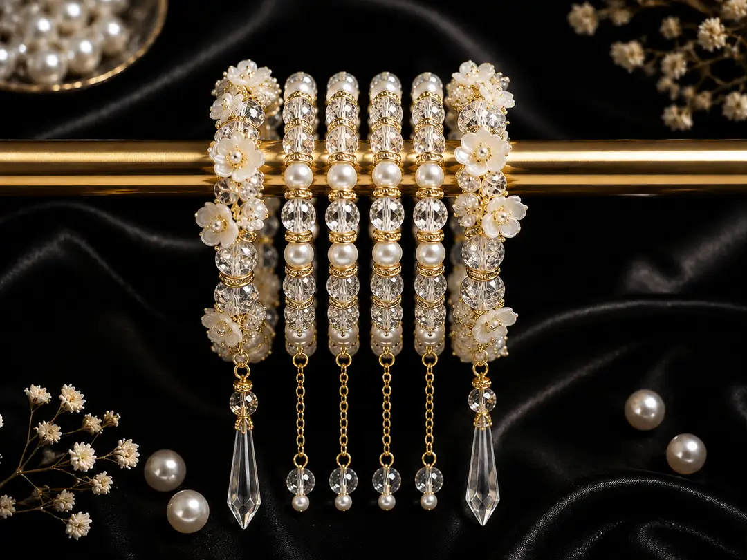 28 Pcs Charms Hanging Acrylic Plated Crystal Kara Bangle