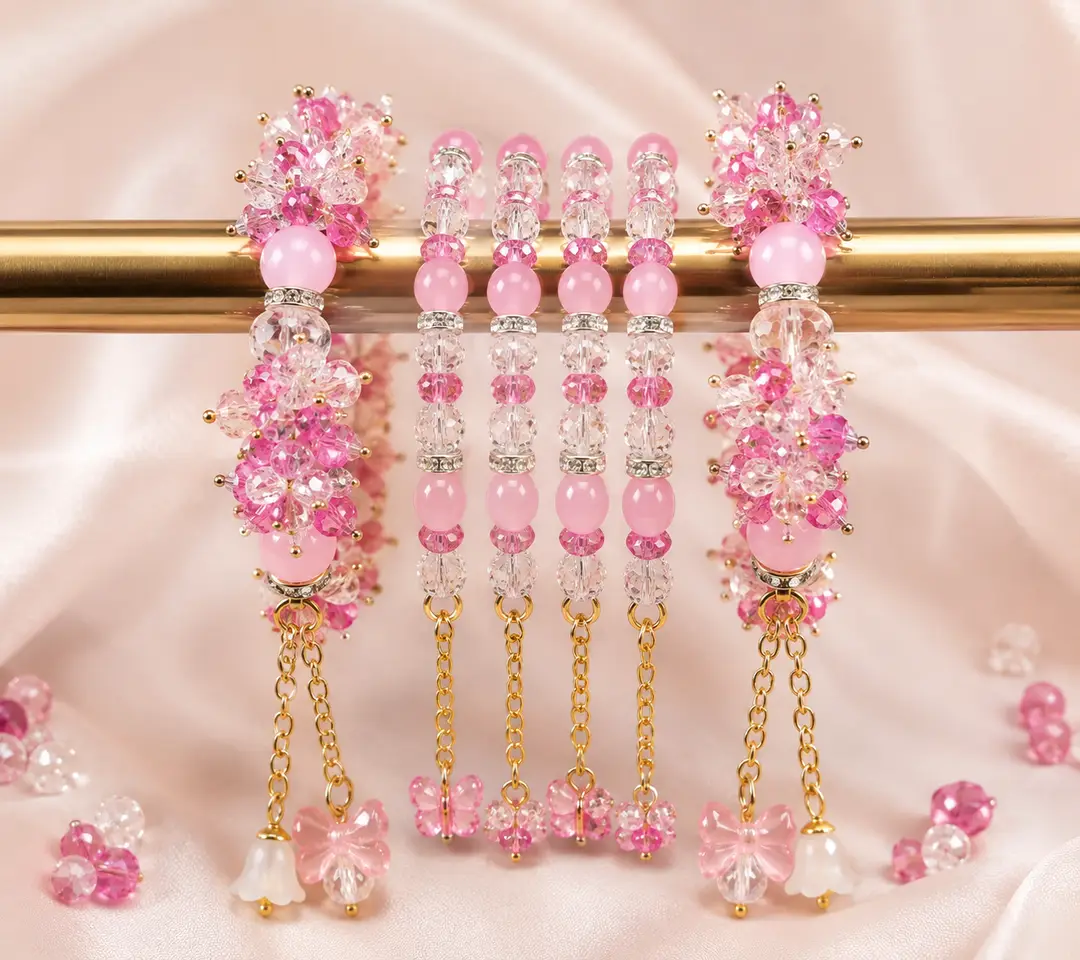 28 Pcs Charms Hanging Acrylic Plated Crystal Kara Bangle