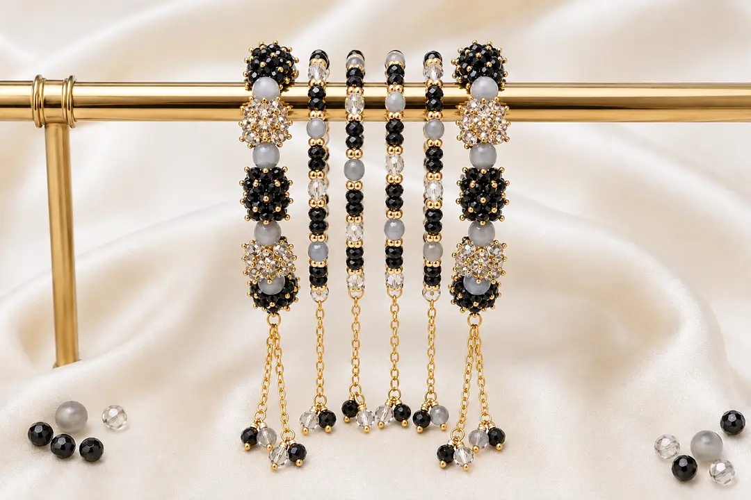 28 Pcs Charms Hanging Acrylic Plated Crystal Kara Bangle