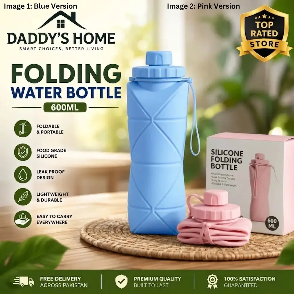 600ml Foldable Silicone Water Bottle – Gym & Travel Bottle