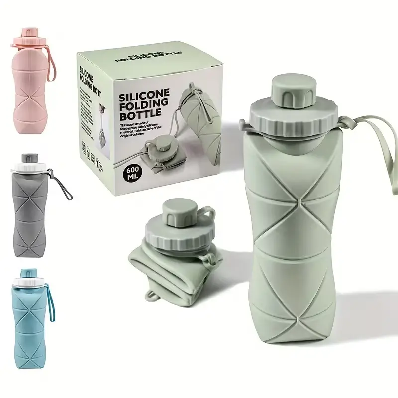 600ml Foldable Silicone Water Bottle – Gym & Travel Bottle