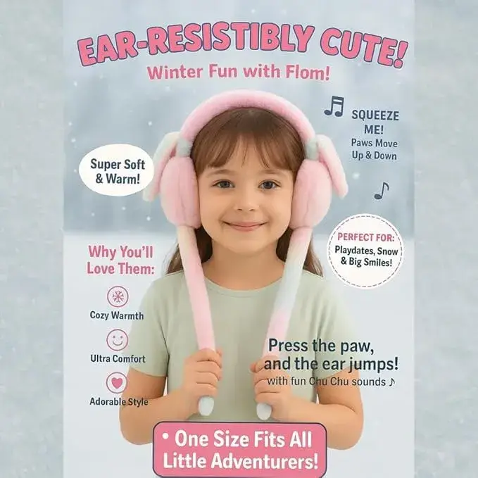 Cute Soft Plush Bunny Earmuffs for Girls & Kids