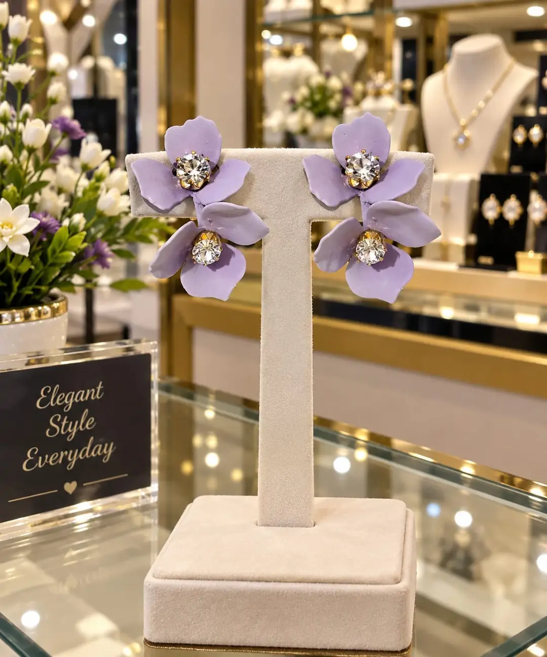 Fancy Aluminium Plated Artificial Stones Earrings