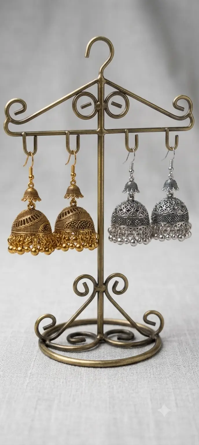 Antique Dual-Tier Jhumka Earrings