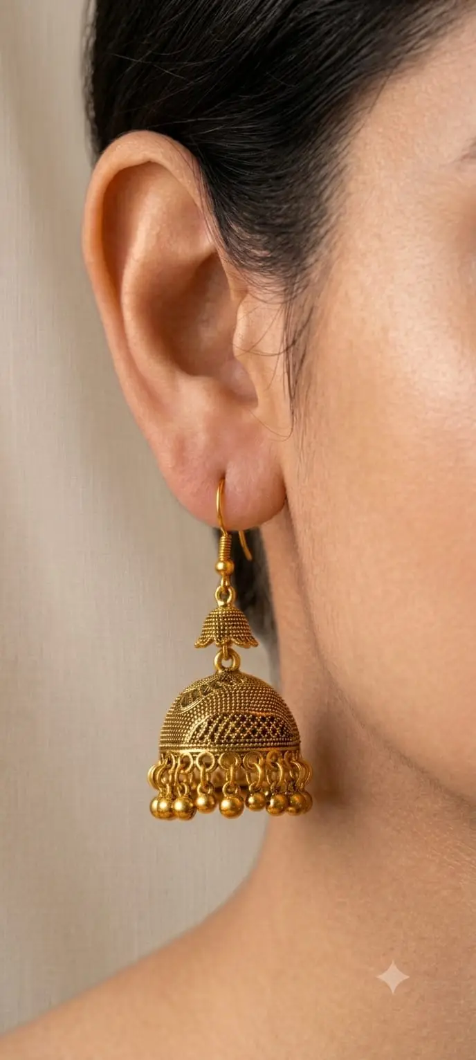 Antique Dual-Tier Jhumka Earrings