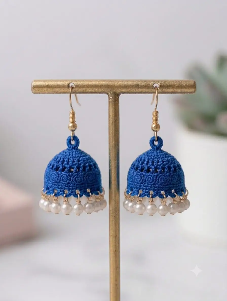 Multicolor Silk Thread Pearl Jhumkas
