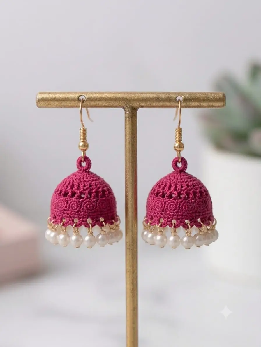 Multicolor Silk Thread Pearl Jhumkas