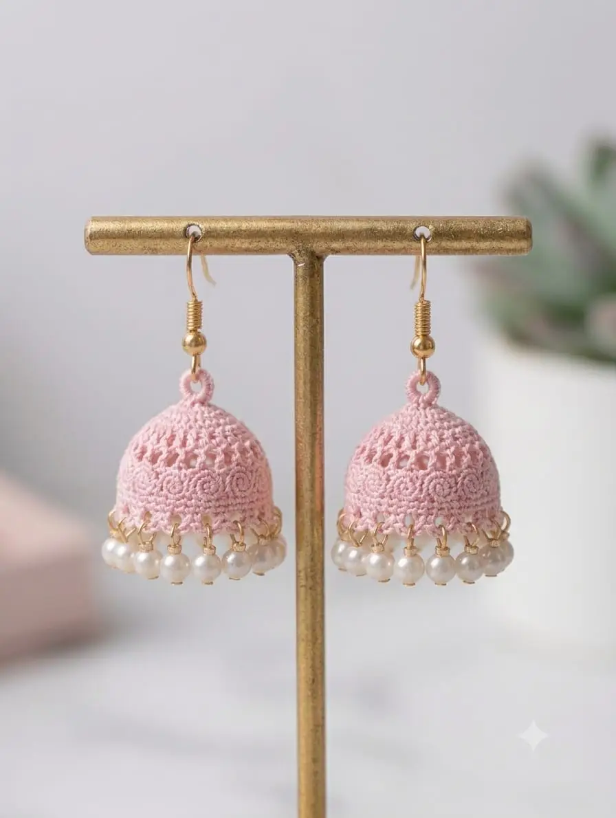 Multicolor Silk Thread Pearl Jhumkas