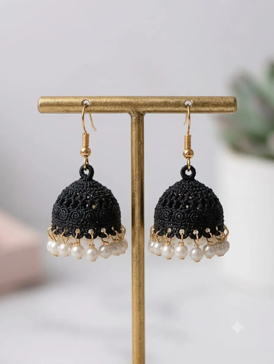Multicolor Silk Thread Pearl Jhumkas