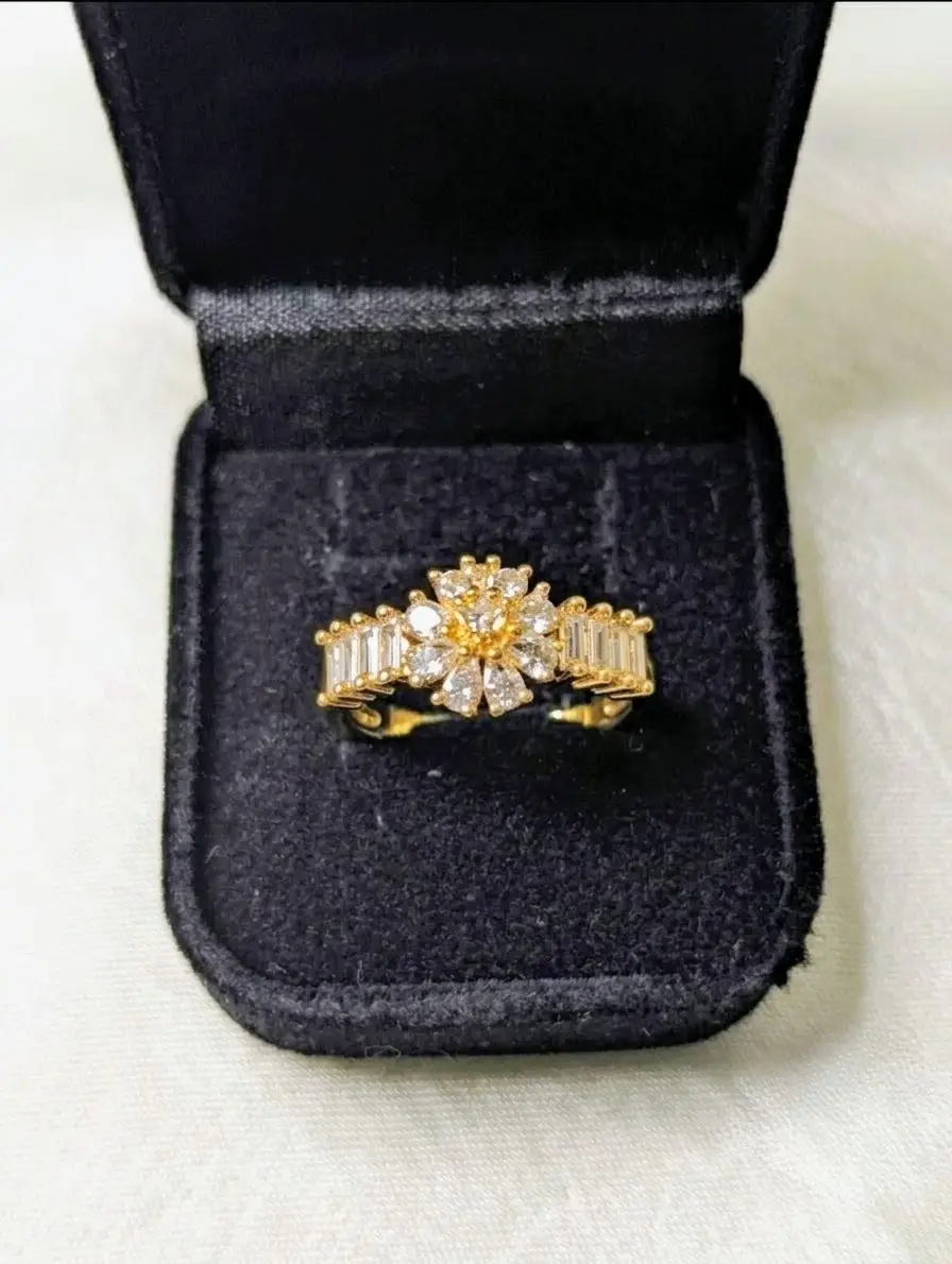Gold Artificial Stones Adjustable Rings with Free ring box