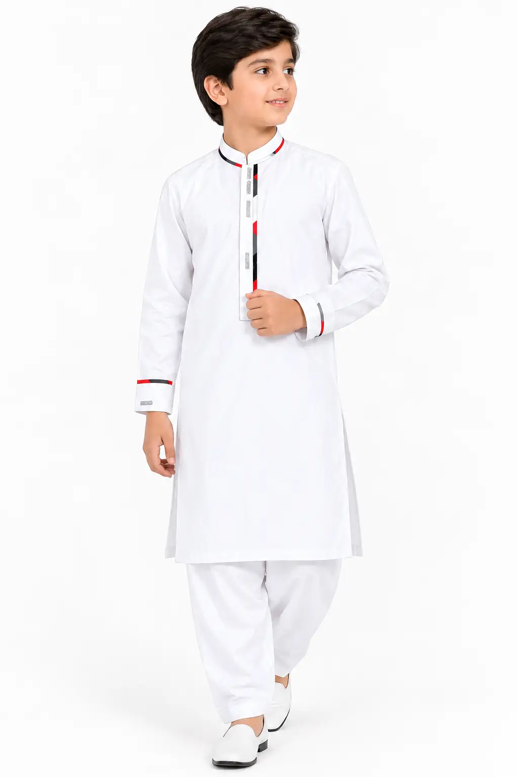 2 Pcs Boy's Wash And Wear Printed Kurta And Shalwar Suit