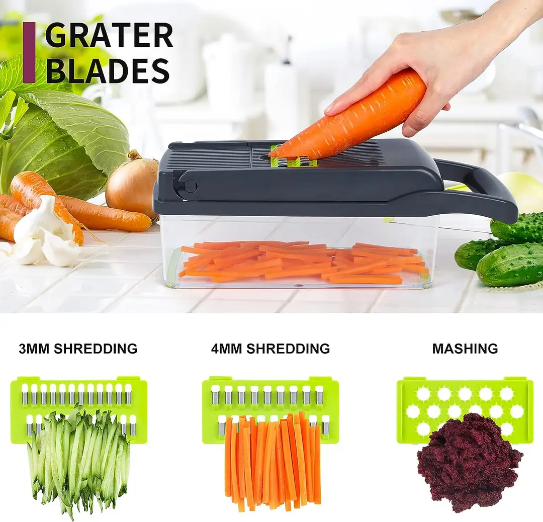 16-Piece Vegetable Cutter with Chopping Blades Set