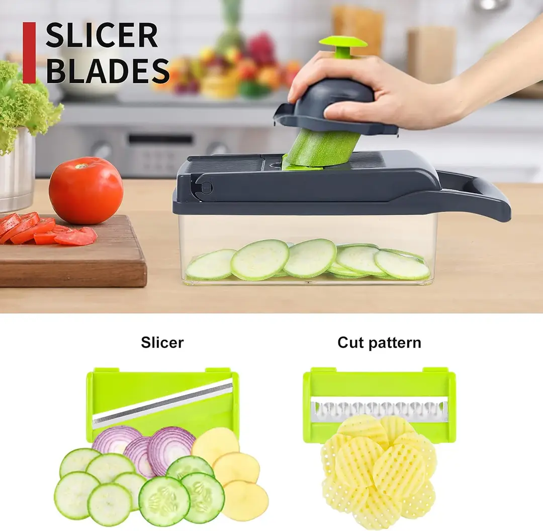 16-Piece Vegetable Cutter with Chopping Blades Set