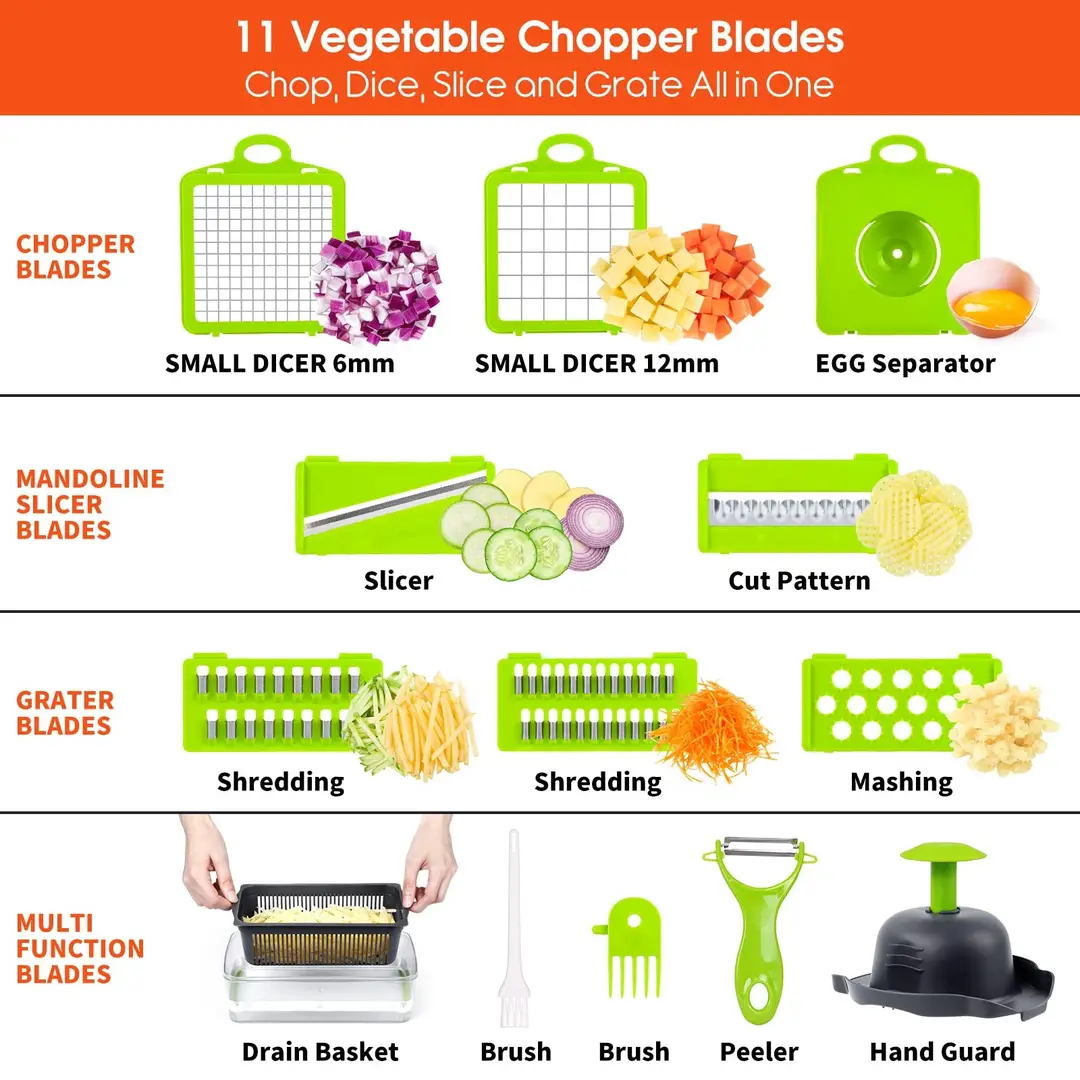 16-Piece Vegetable Cutter with Chopping Blades Set