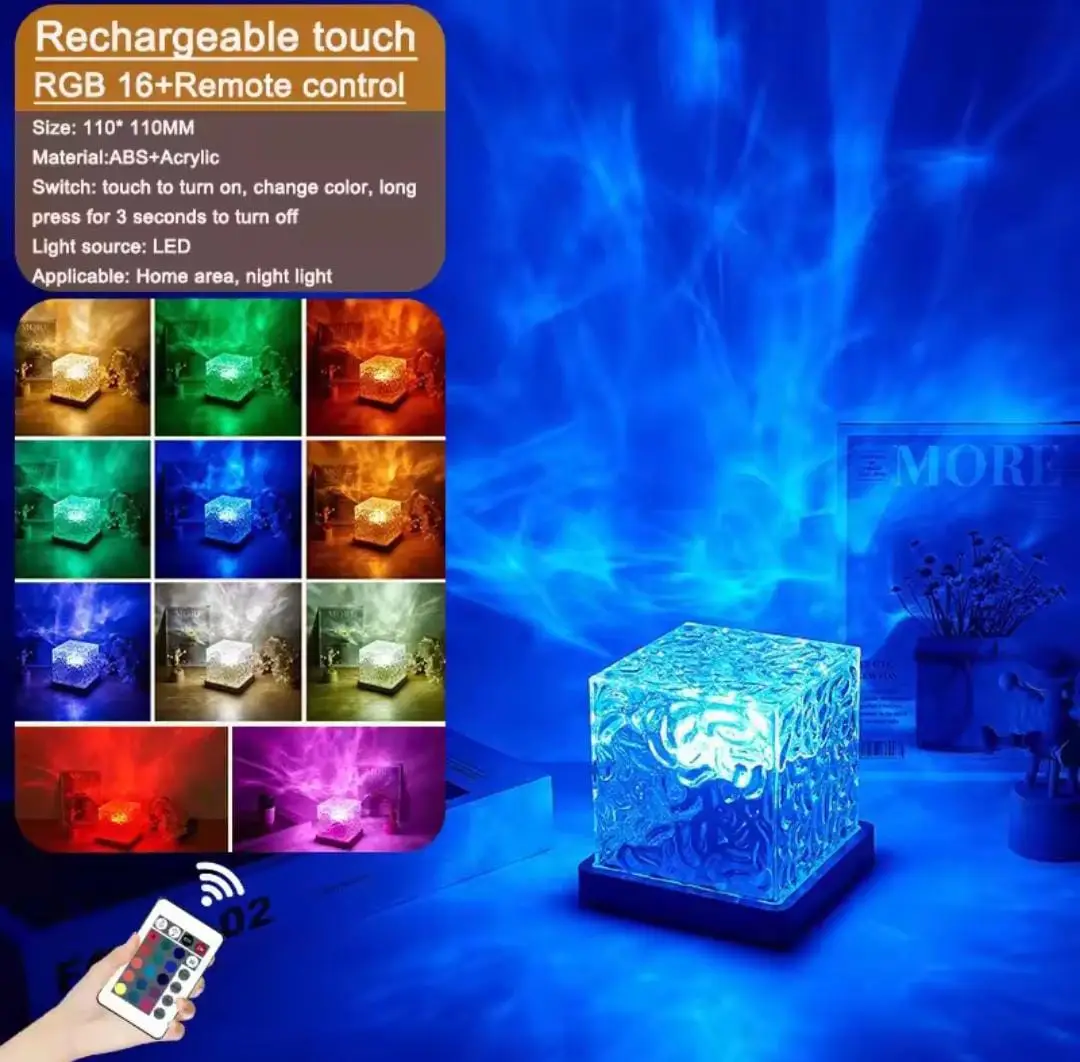 Crystal Cube RGB Touch Lamp 16+ Color Mood Light
