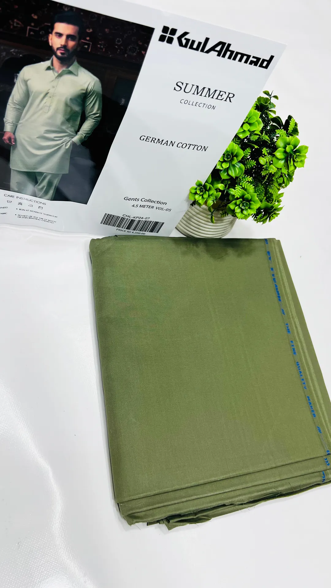 Men Green Cotton Kurta Pajama Suit Summer