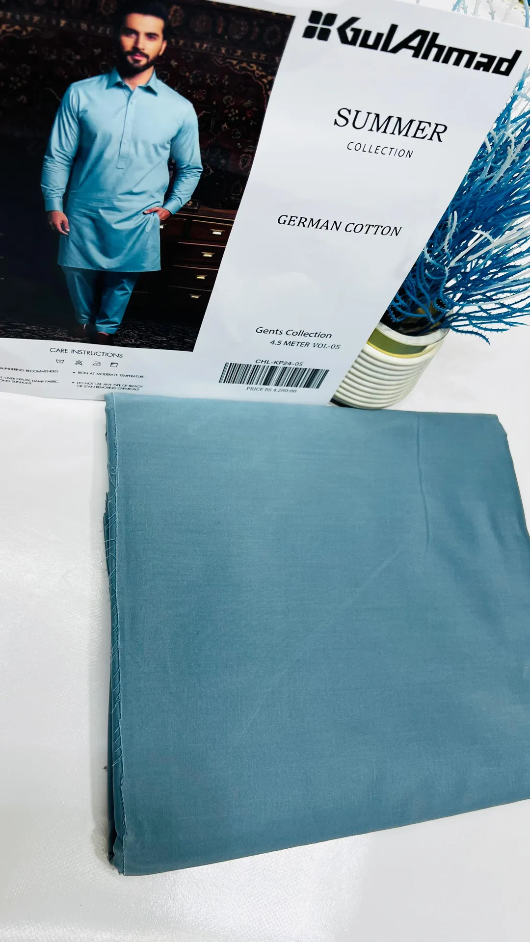 Men Cotton Plain Blue Suit Summer Wear