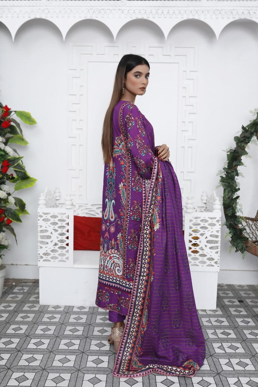 Purple Embroidered Khaddar Suit for Women Wedding Party Wear