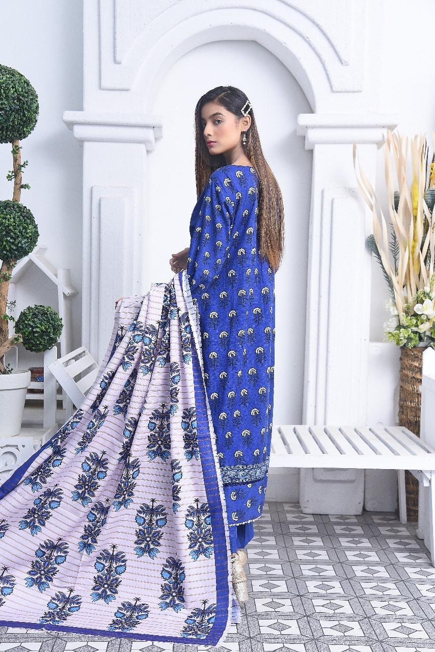 Royal Blue Embroidered Khaddar Suit for Women Winter Wear