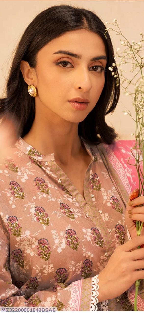 Stylish Floral Printed 3-Piece Lawn Suit for Women