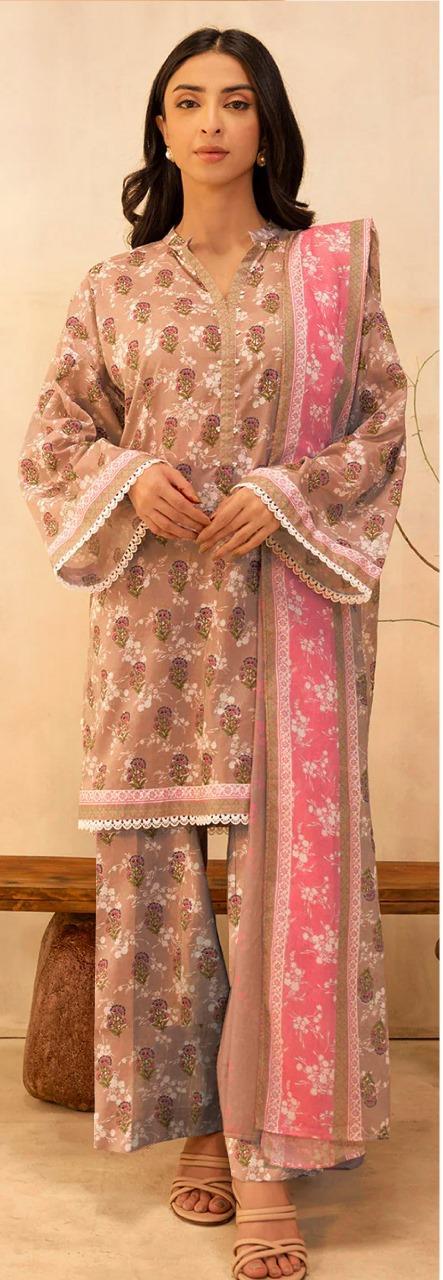 Stylish Floral Printed 3-Piece Lawn Suit for Women