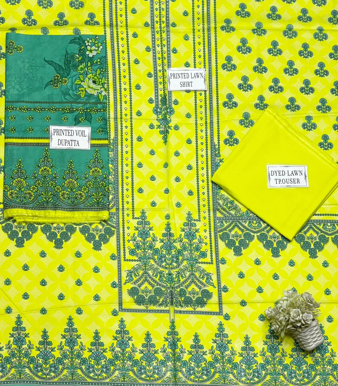 Green Printed Lawn 3-Piece Suit for Women
